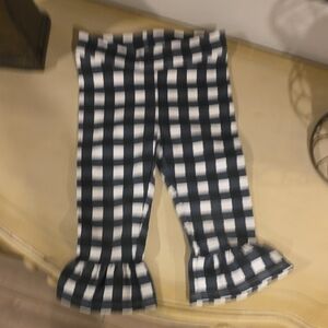 2T Janie & Jack Black and White Checkered Ruffle Pants, Like New!